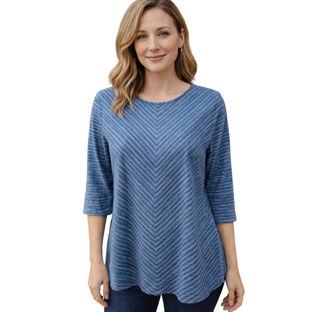 Pure Jill Indigo Blue Striped Tunic Top Small